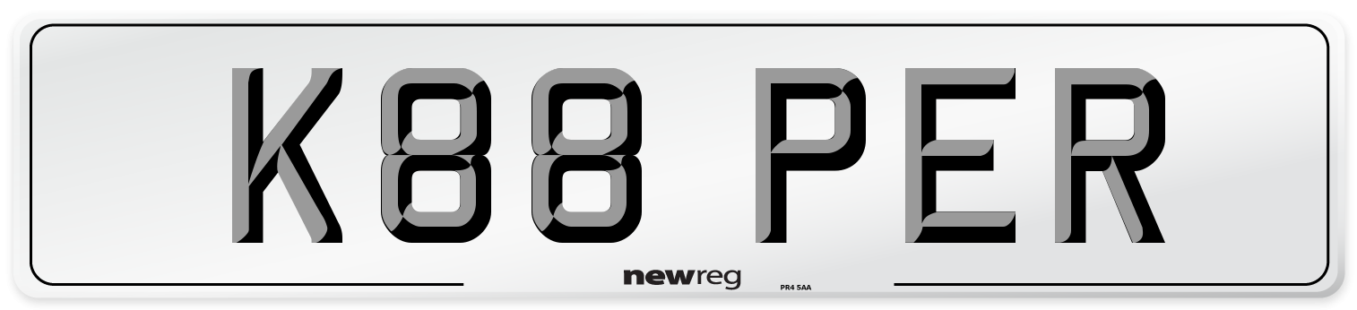 K88 PER Number Plate from New Reg